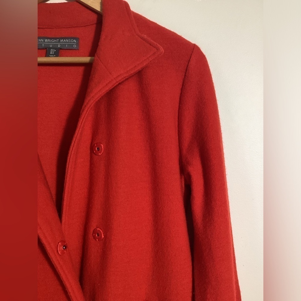 Classic 100% Wool Colorblock Coatigan Jacket Sz S Chic Minimal Sophisticated - Picture 7 of 16